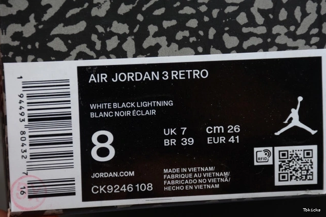Rep TBK LASER ORANGE (W) JORDAN AIR 3 RETRO CK9246-108 0802